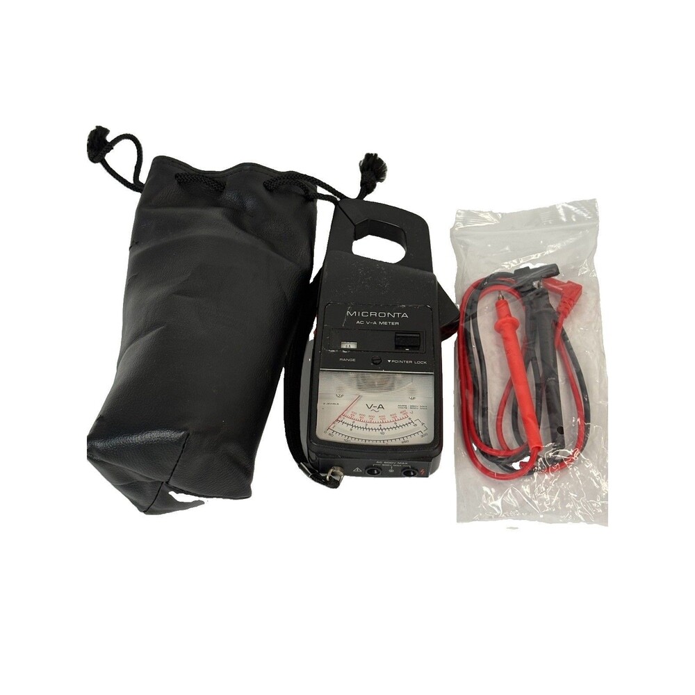Micronta 22-161 AC V-A Clamp Meter Radio Shack Brand New Leads Storage Case EUC